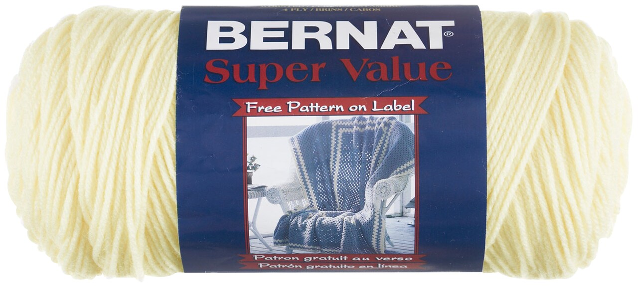 Bernat Super Value Natural Yarn - 3 Pack of 198g/7oz - Acrylic - 4 Medium  (Worsted) - 426 Yards - Knitting/Crochet
